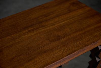 Brutalist Carved Wood Console Table France 1960s