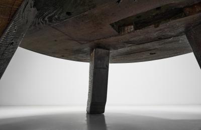 Brutalist Carved Wooden Coffee Table Europe Mid 20th Century