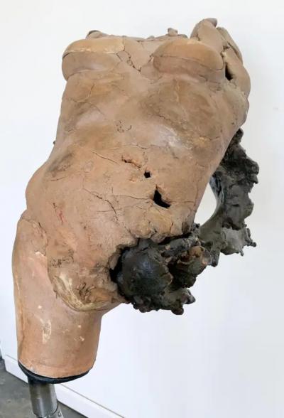 Brutalist Ceramic and Bronze Female Bust Study on A Female Body 1970s