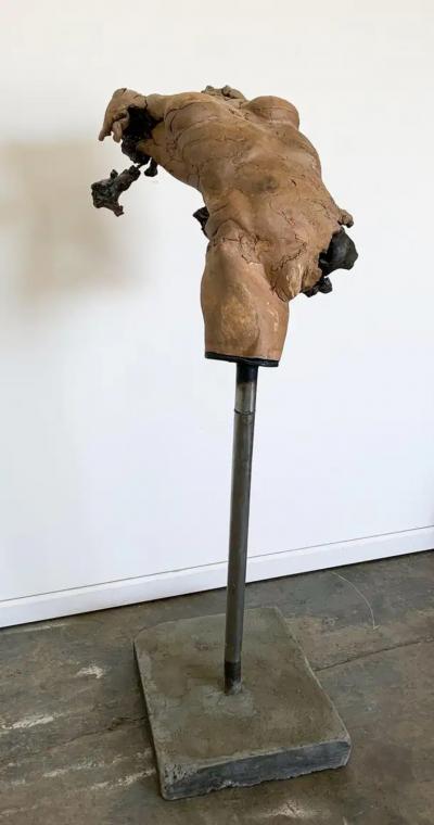 Brutalist Ceramic and Bronze Female Bust Study on A Female Body 1970s