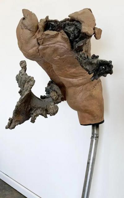 Brutalist Ceramic and Bronze Female Bust Study on A Female Body 1970s
