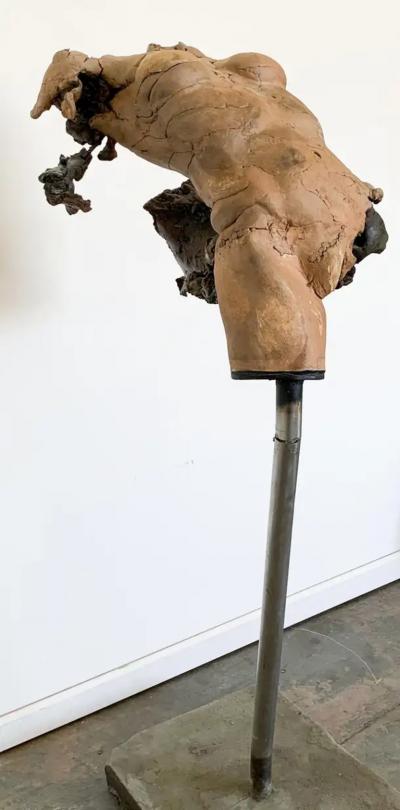 Brutalist Ceramic and Bronze Female Bust Study on A Female Body 1970s