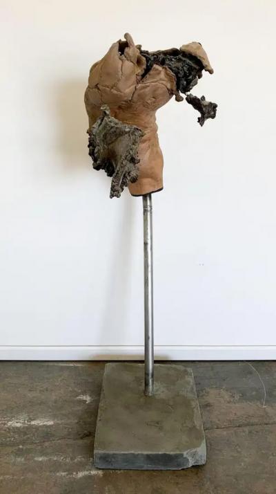 Brutalist Ceramic and Bronze Female Bust Study on A Female Body 1970s