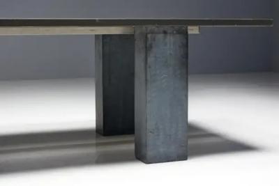 Brutalist Dining Table with Stone Base Belgium 1970s