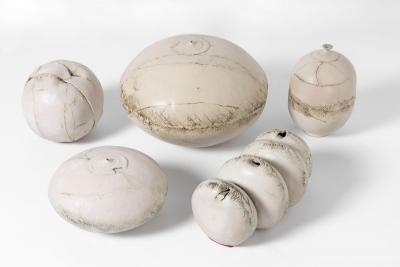 Brutalist Elegance 5 Sculptural Mid Century Ceramic Forms by Evelyn E Anderson