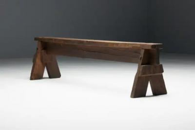 Brutalist Folk Art Benches France 19th Century