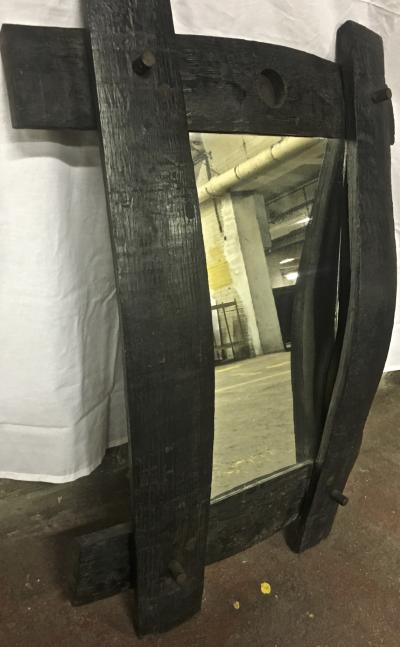 Brutalist French Oak Mirror