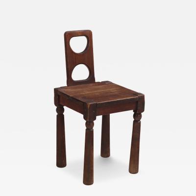 Brutalist French Oak Small Side Chair C 1940 