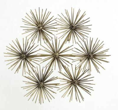 Brutalist Gilt Floral Table with Glass Top in the Manner of Seandel or Jere