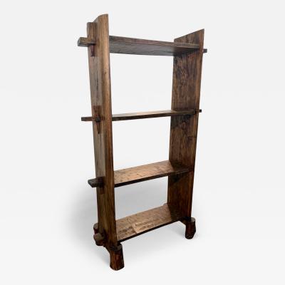 Brutalist Handcrafted Solid Wood Open Shelf Bookcase