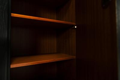 Brutalist Highboard in Black Oak Belgium 1970s