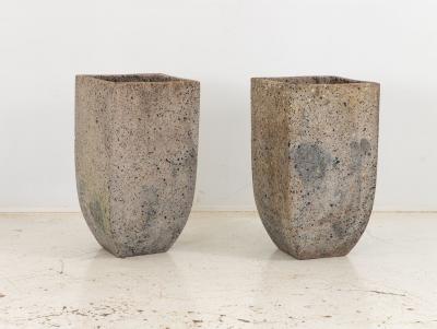 Brutalist Inspired Pair of Mixed Stone Planters 20th Century