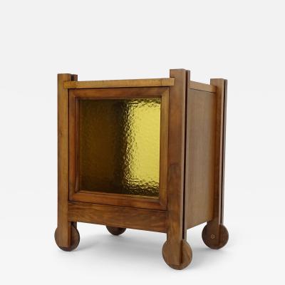 Brutalist Italian 1970s Small Dry Bar on Wheels