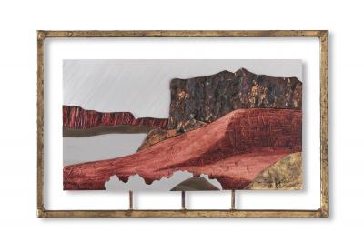 Brutalist Landscape Wall Sculpture by TX Artist Stuart Mathews Canyon and Mesa