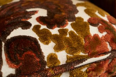 Brutalist Lounge Chair and Ottoman in Solid Oak and Velvet 1960s