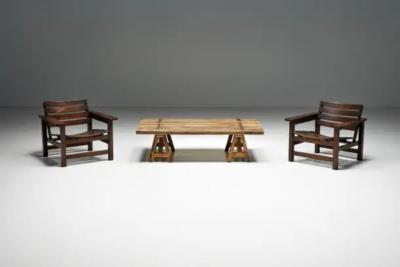 Brutalist Lounge Chairs France 1970s