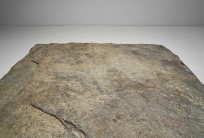 Brutalist Low Coffee Table in Slate Stone and Pine Spain 1960s