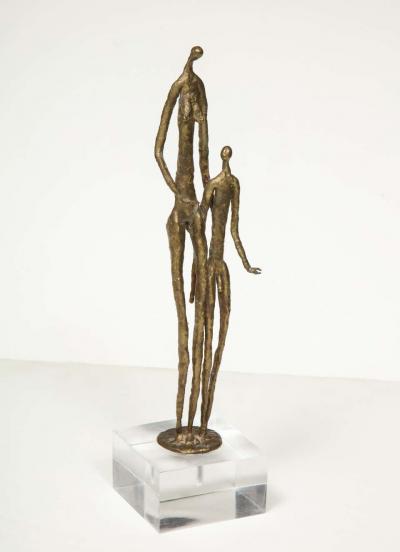 Brutalist Metal Figurative Couple Sculpture