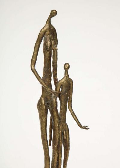Brutalist Metal Figurative Couple Sculpture