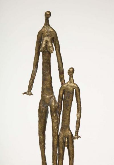 Brutalist Metal Figurative Couple Sculpture