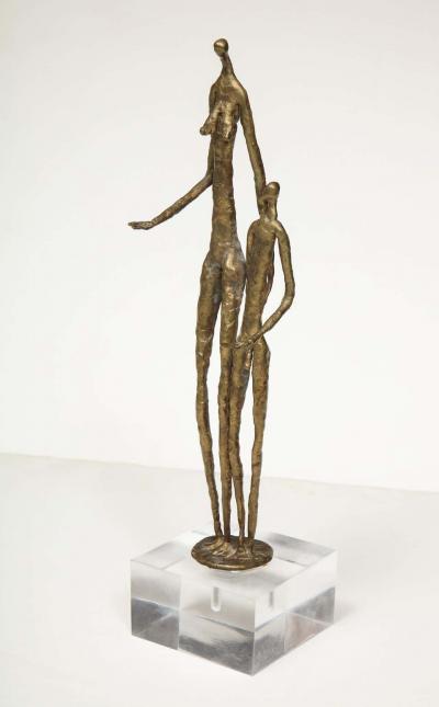 Brutalist Metal Figurative Couple Sculpture