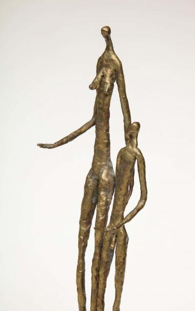 Brutalist Metal Figurative Couple Sculpture