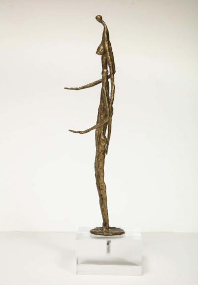 Brutalist Metal Figurative Couple Sculpture
