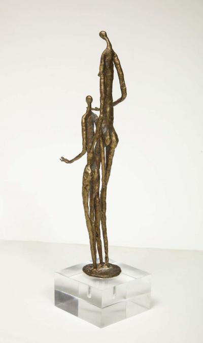 Brutalist Metal Figurative Couple Sculpture