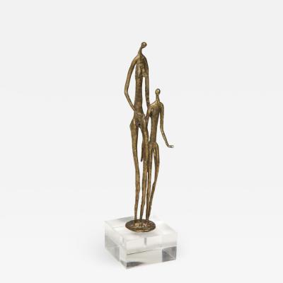 Brutalist Metal Figurative Couple Sculpture