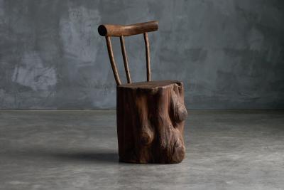 Brutalist Monoxyle Chair France 1970s