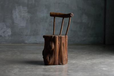 Brutalist Monoxyle Chair France 1970s