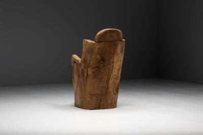 Brutalist Monoxylite Throne Chair France 19th Century