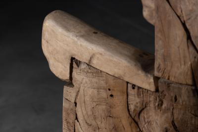 Brutalist Monoxylite Throne Chair France 19th Century