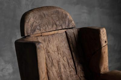 Brutalist Monoxylite Throne Chair France 19th Century