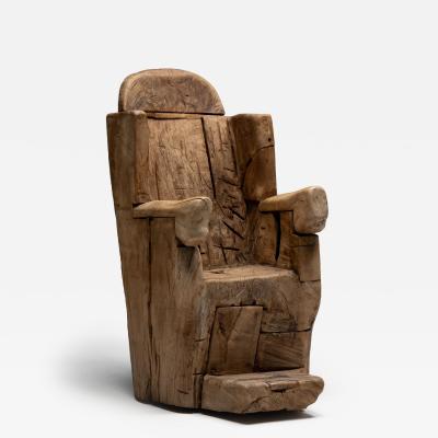 Brutalist Monoxylite Throne Chair France 19th Century