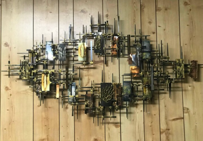Brutalist Nail Metal Wall Sculpture by Ray H Berger