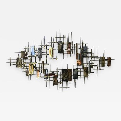 Brutalist Nail Metal Wall Sculpture by Ray H Berger