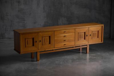 Brutalist Oak Buffet Belgium 1960s