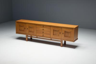 Brutalist Oak Buffet Belgium 1960s