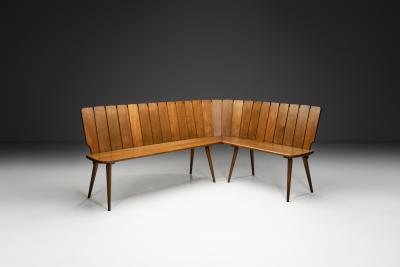 Brutalist Oak Corner Bench Europe Second half of the 20th Century