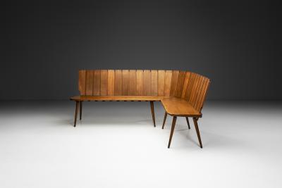 Brutalist Oak Corner Bench Europe Second half of the 20th Century