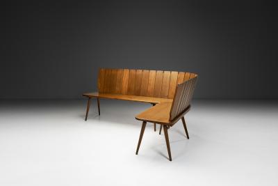 Brutalist Oak Corner Bench Europe Second half of the 20th Century