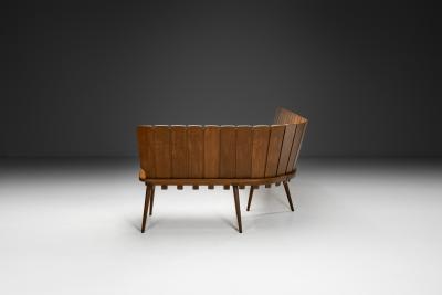 Brutalist Oak Corner Bench Europe Second half of the 20th Century