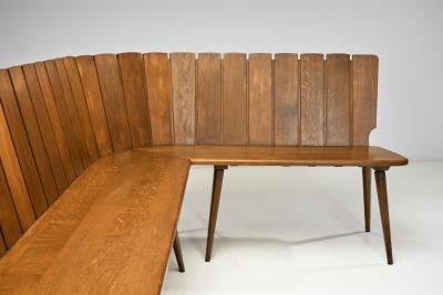 Brutalist Oak Corner Bench Europe Second half of the 20th Century
