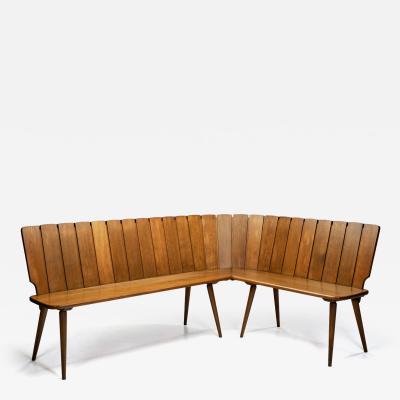 Brutalist Oak Corner Bench Europe Second half of the 20th Century