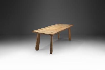 Brutalist Oak Dining Table by De Puydt Belgium 1970s