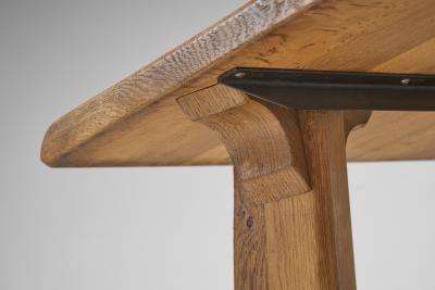 Brutalist Oak Dining Table by De Puydt Belgium 1970s