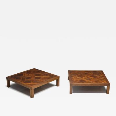 Brutalist Parquet Coffee Table France 1970s