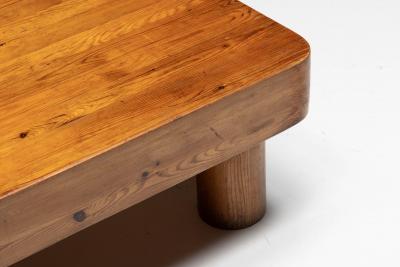 Brutalist Pine Low Coffee Table France 1960s