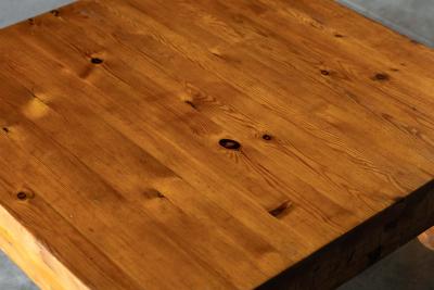 Brutalist Pine Low Coffee Table France 1960s